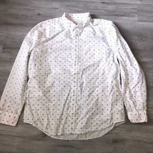 Men American Eagle Long Sleeve Button Up Down Collar Shirt Print White XXL Casua